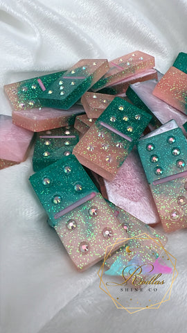 Pink and Teal Dominoes