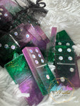 Green & Purple Rhinestone Dominoes
