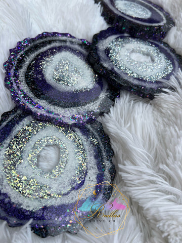 Purple Milkyway Geode Coaster Set